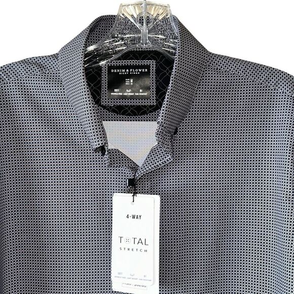 NEW Denim & Flower Mens Black And Grey Dress Shirt - Picture 1 of 6